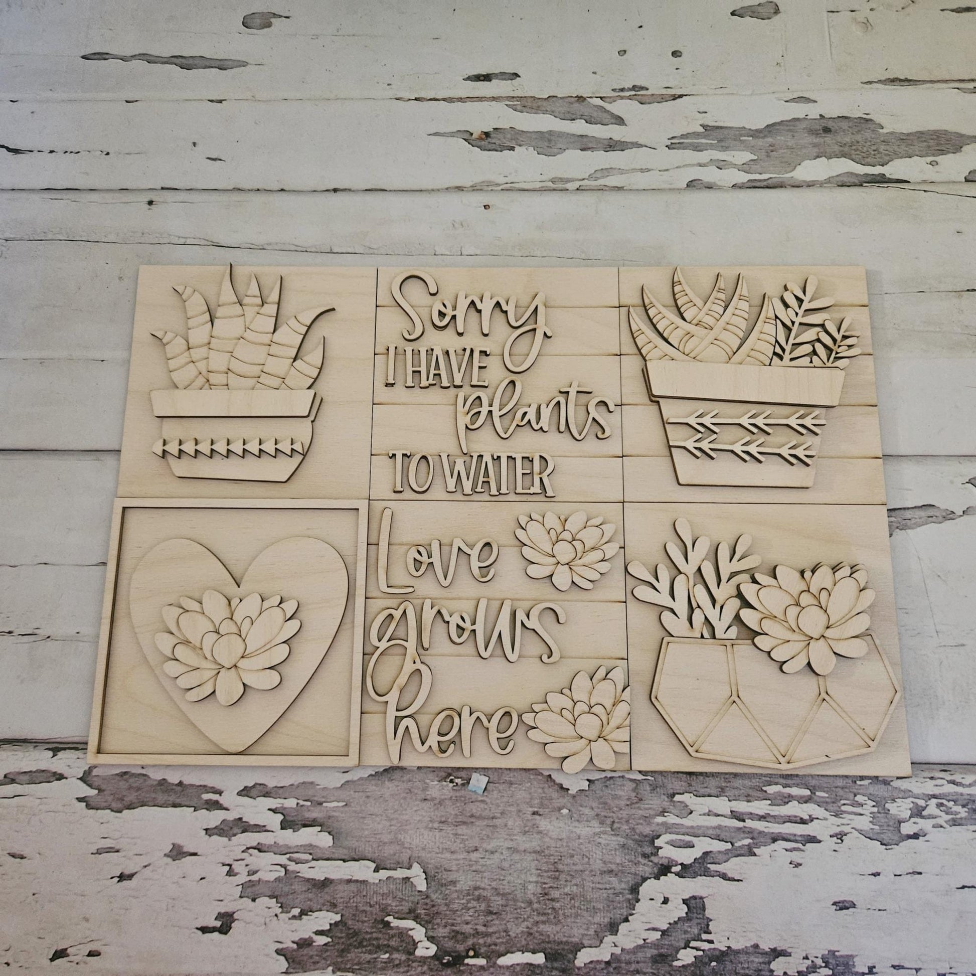 DIY Succulent Tiered Tray Wood Blank: Unfinished Birch Wood