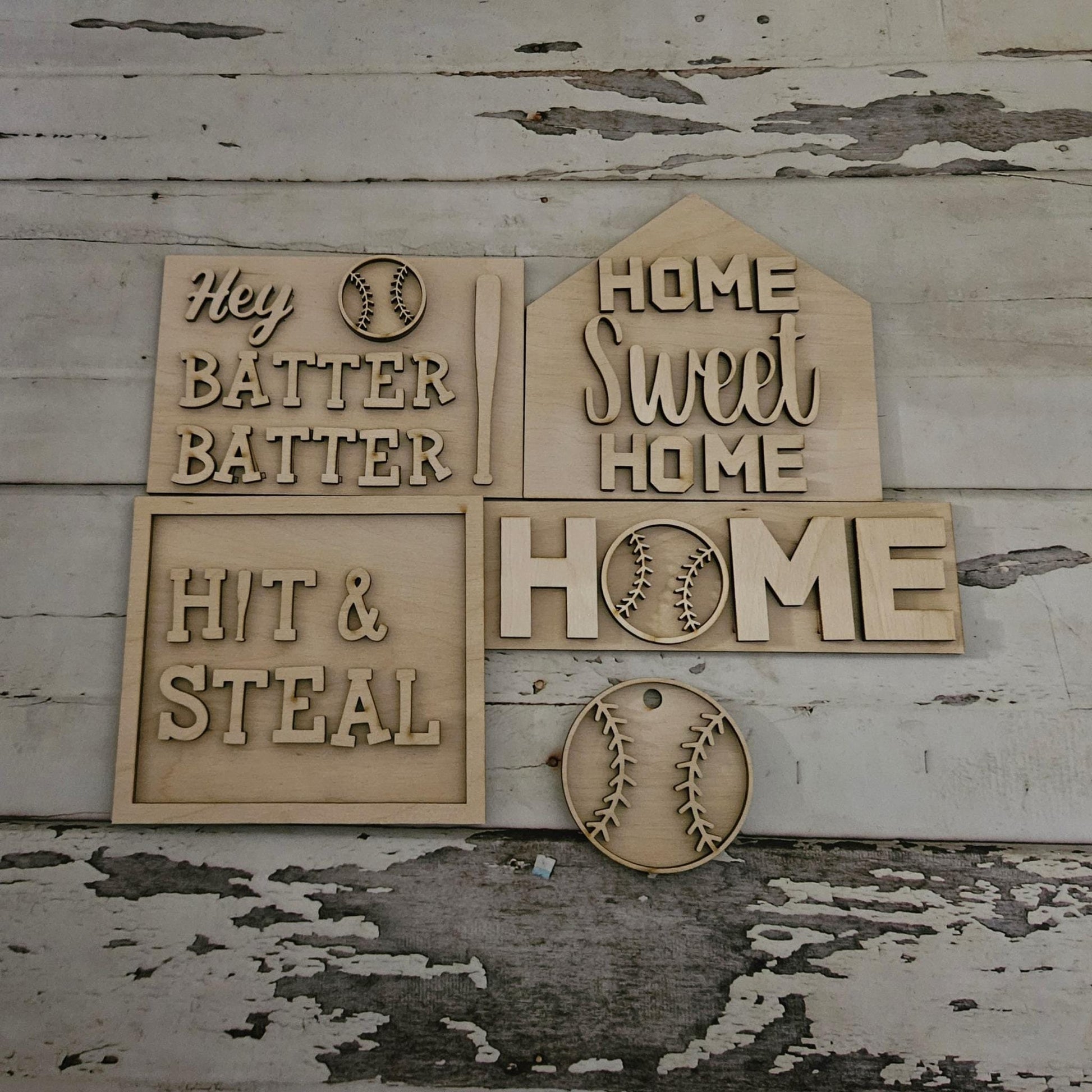 DIY baseball tiered tray signs: Unfinished Sports home decor