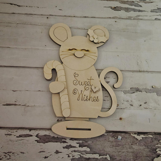 DIY winter mouse shelf sitter: Unfinished Christmas home decor