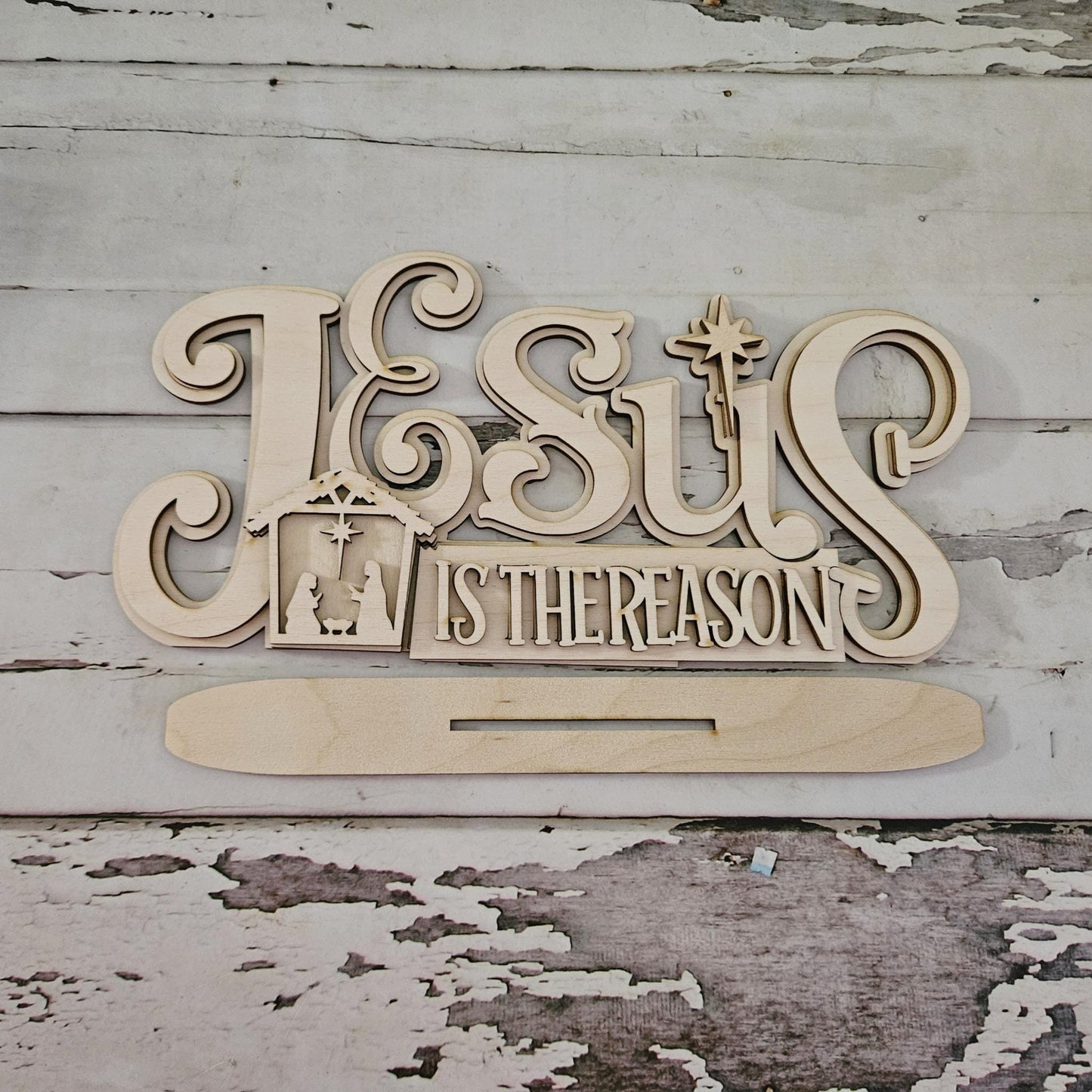 DIY Religious Christmas shelf sitter; Make your own Christmas decoration