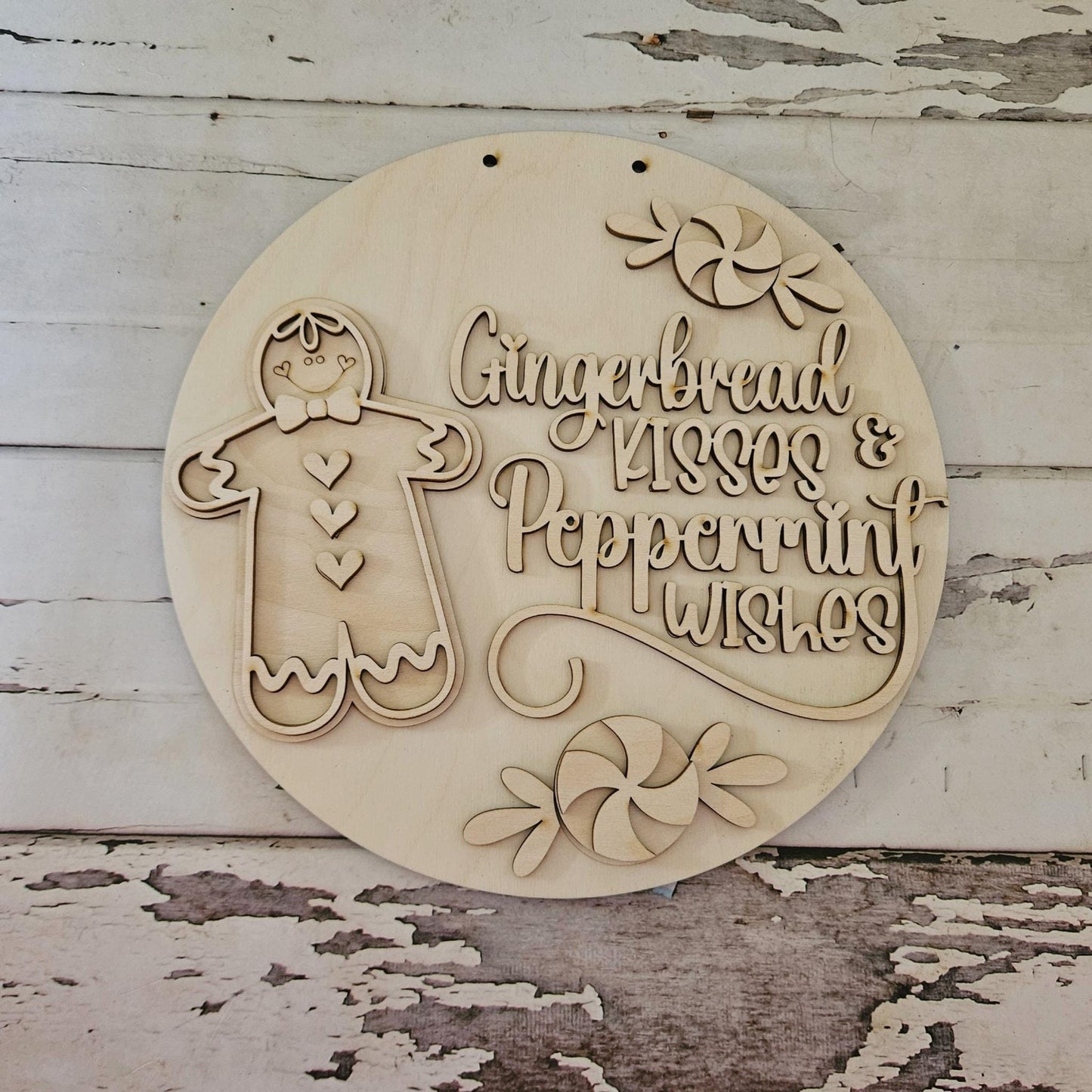 DIY Christmas Door Hanger Kit: Santa & Mrs. Claus Unfinished Wood