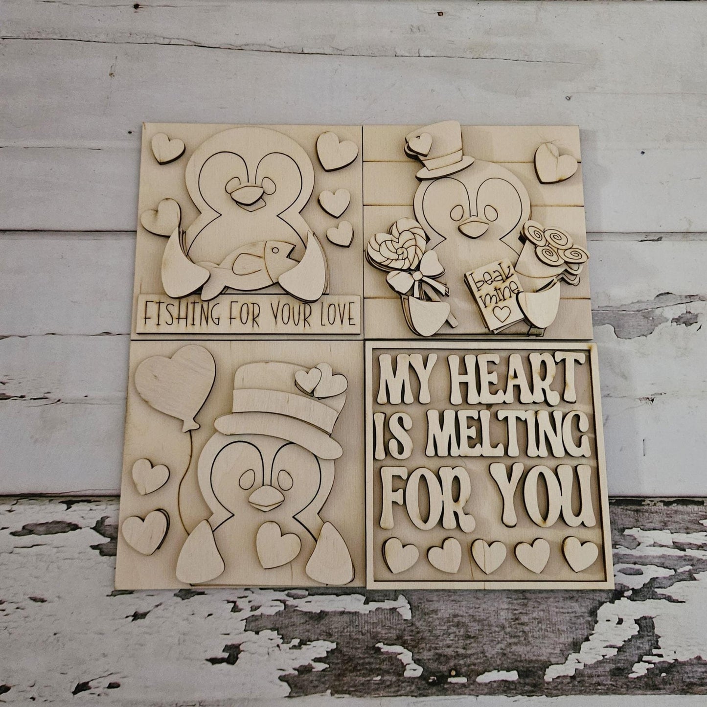 DIY Penguin interchangeable sign, Make your own Valentine's Day tiered tray decor