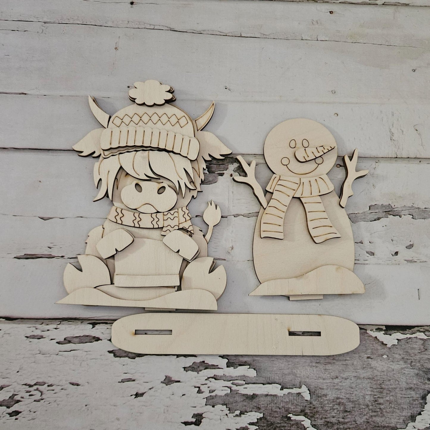DIY Highland cow shelf sitter, Make your own snowman home decor