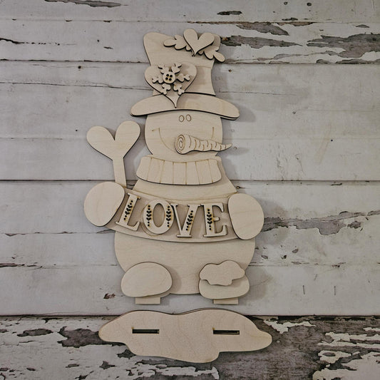 DIY Winter Shelf Sitter Wood Blank - Snowman Tiered Tray Decor