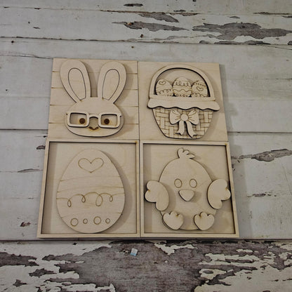 DIY Easter Interchangeable signs, Make your own spring tiered tray decor