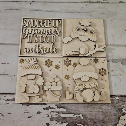 DIY Gnome interchangeable signs, Make your own winter tiered tray decor