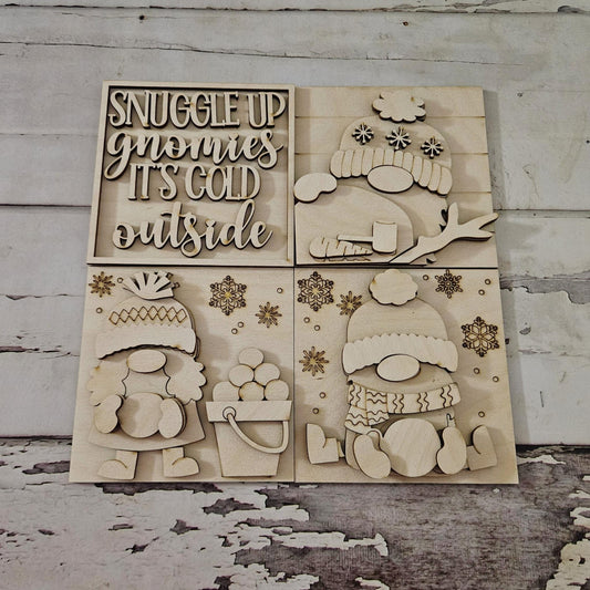 DIY Gnome interchangeable signs, Make your own winter tiered tray decor