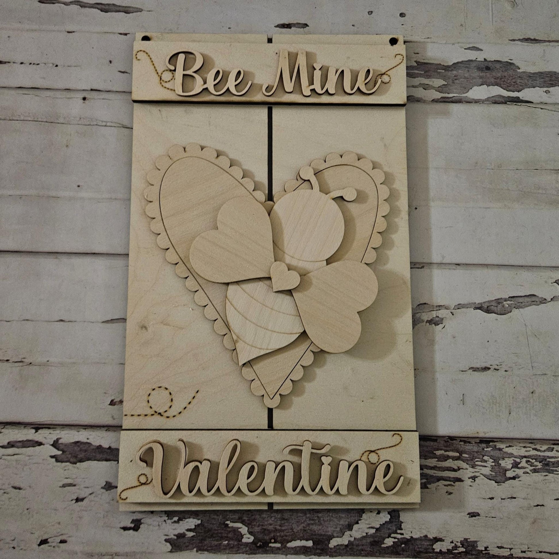 DIY Valentine's Door Hanger Kit; Unfinished Birch Wood