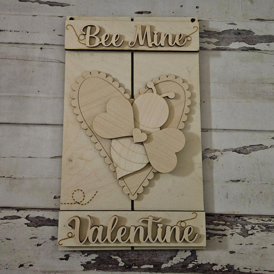 DIY Valentine's Door Hanger Kit; Unfinished Birch Wood