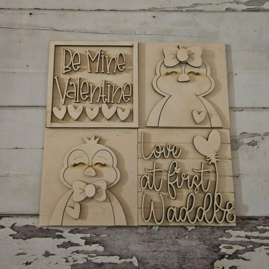 DIY Penguin interchangeable signs, Make your own Valentine's day tiered tray decor