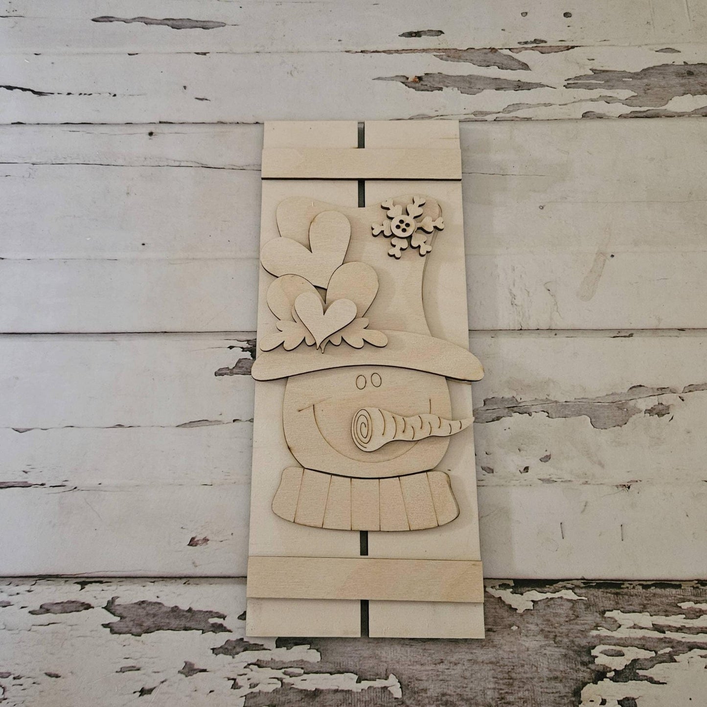 DIY Winter Shelf Sitter Wood Blank - Snowman Tiered Tray Decor
