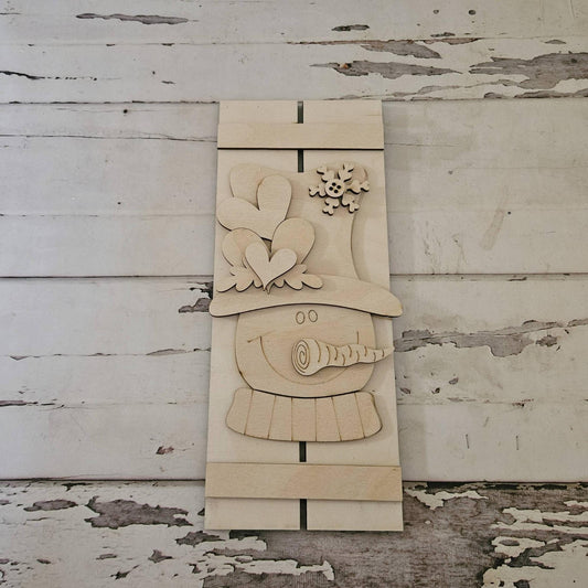DIY Winter Shelf Sitter Wood Blank - Snowman Tiered Tray Decor