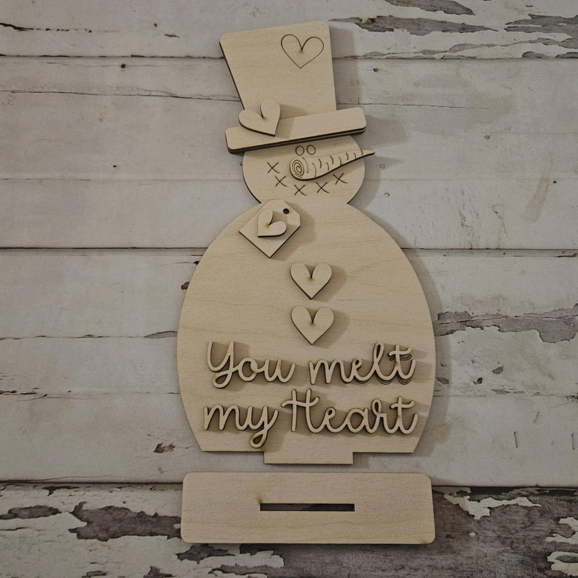 DIY Winter Shelf Sitter Wood Blank - Snowman Tiered Tray Decor