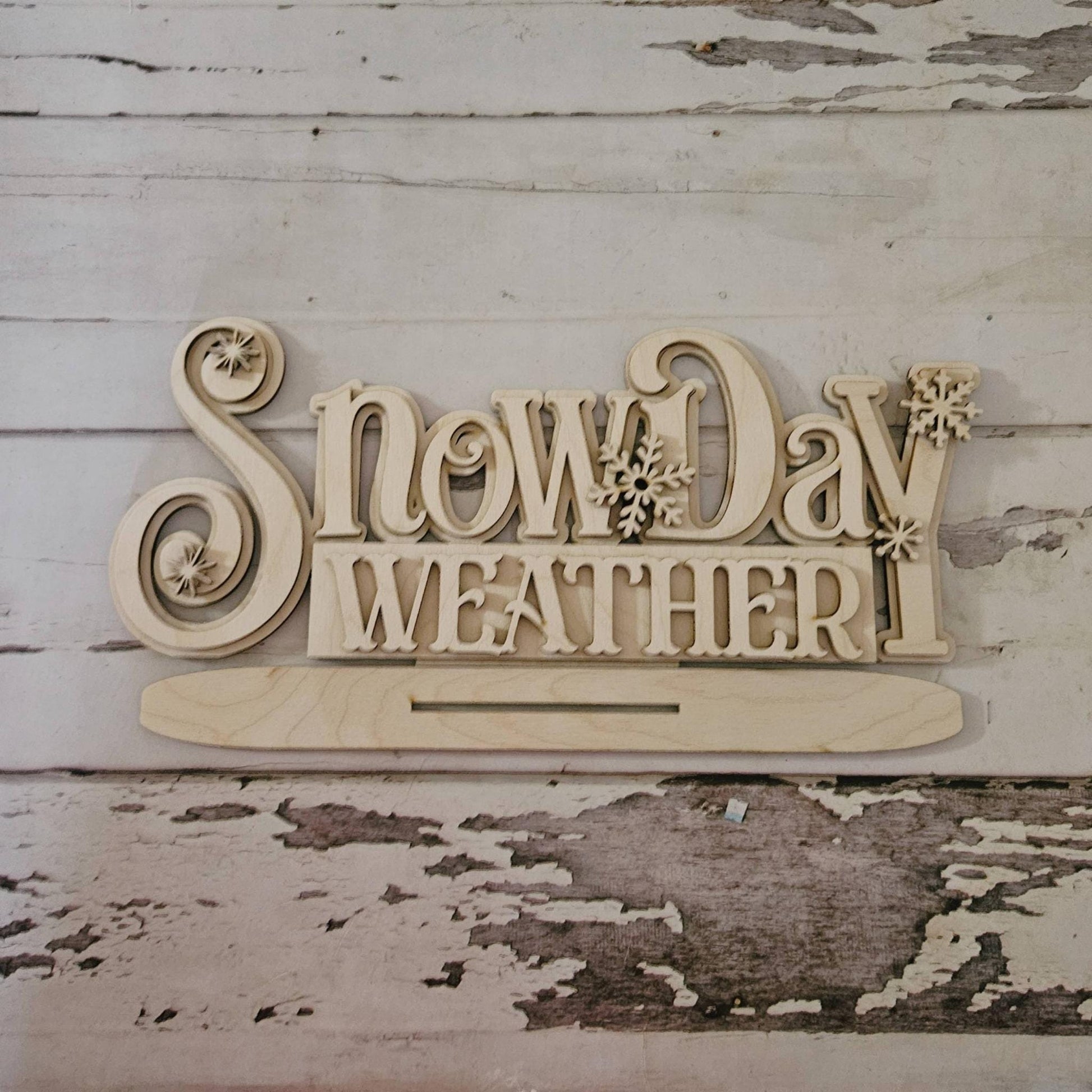 DIY Winter Shelf Sitter Wood Blank - Snowman Tiered Tray Decor