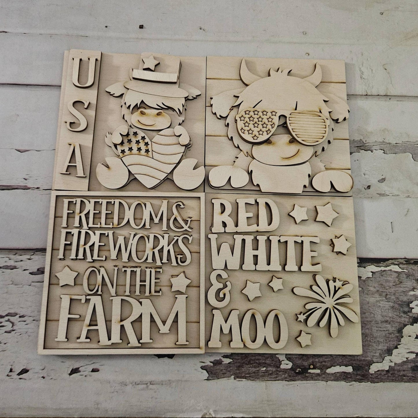 DIY 4th of July Interchangeable Sign – Unfinished Wood Patriotic Decor