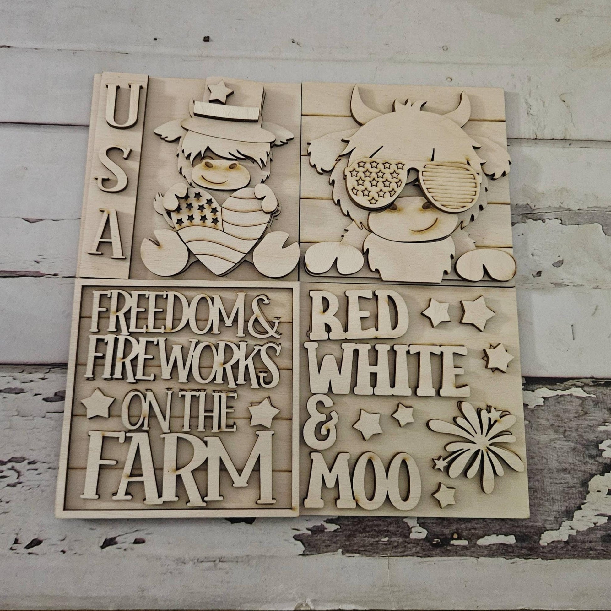 DIY 4th of July Interchangeable Sign – Unfinished Wood Patriotic Decor