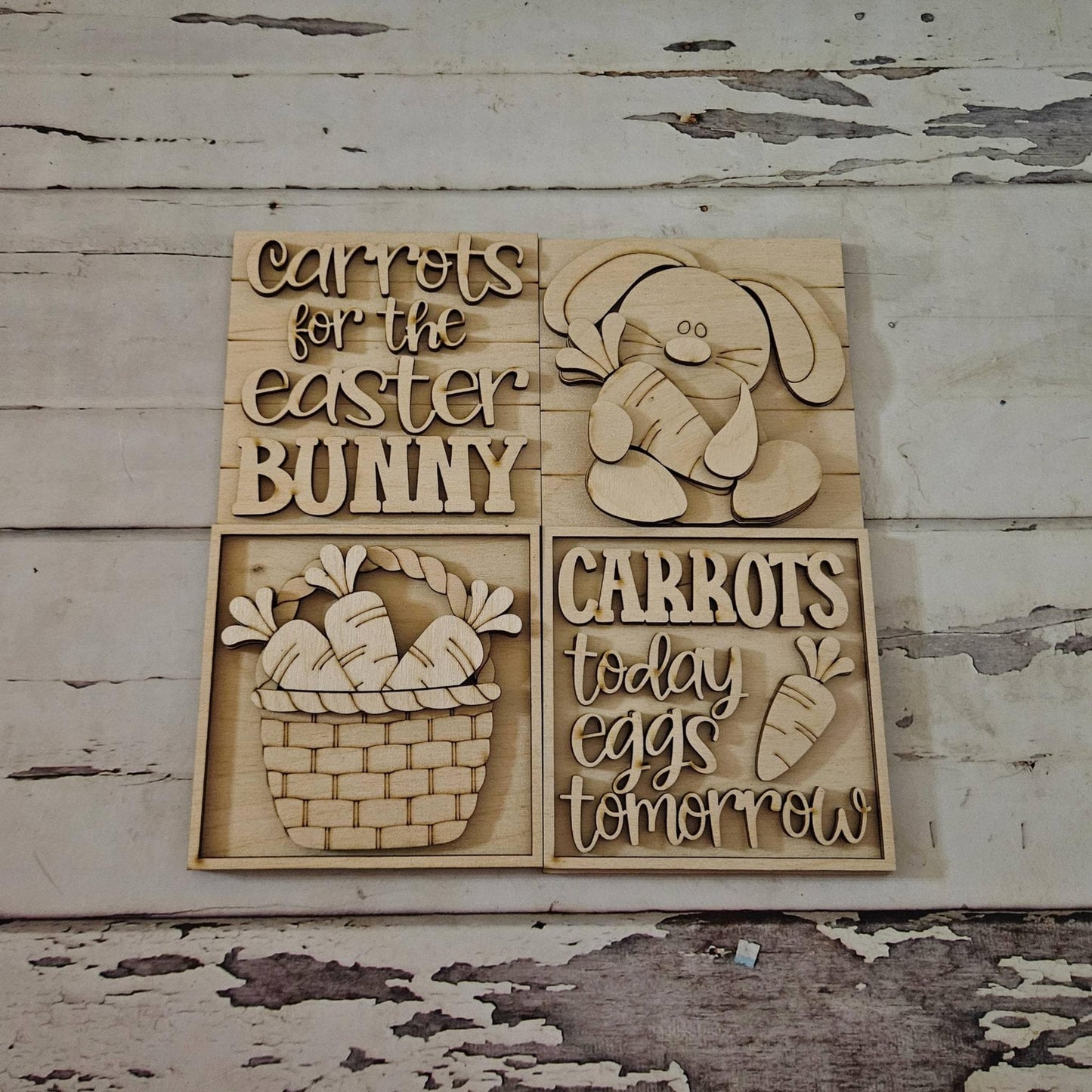 DIY Easter Interchangeable Sign – Unfinished Birch Tiered Tray Decor