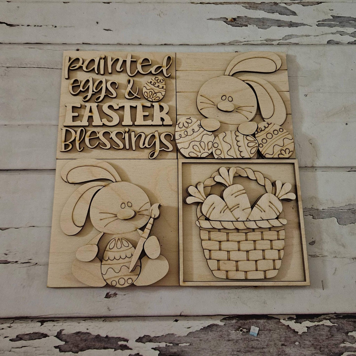 DIY Easter Interchangeable Sign – Unfinished Birch Tiered Tray Decor