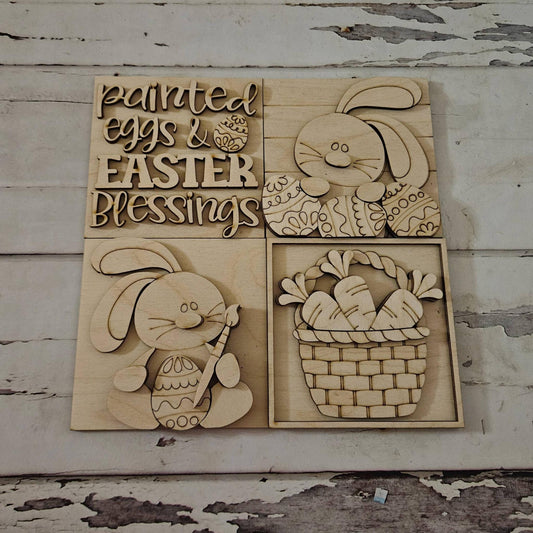 DIY Easter Interchangeable Sign – Unfinished Birch Tiered Tray Decor