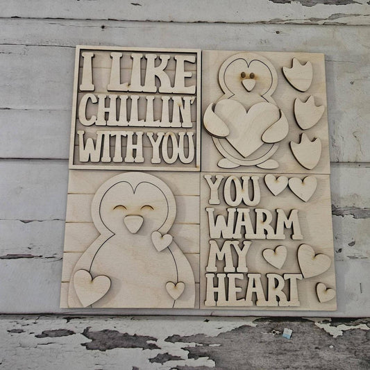 DIY Penguin interchangeable signs, Make your own winter tiered tray decor