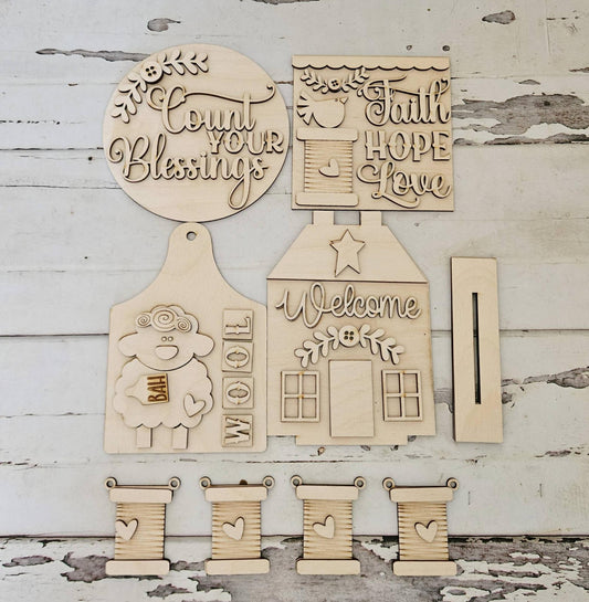 DIY Heirloom Folk Art Blank Set, Unpainted Craft Kit