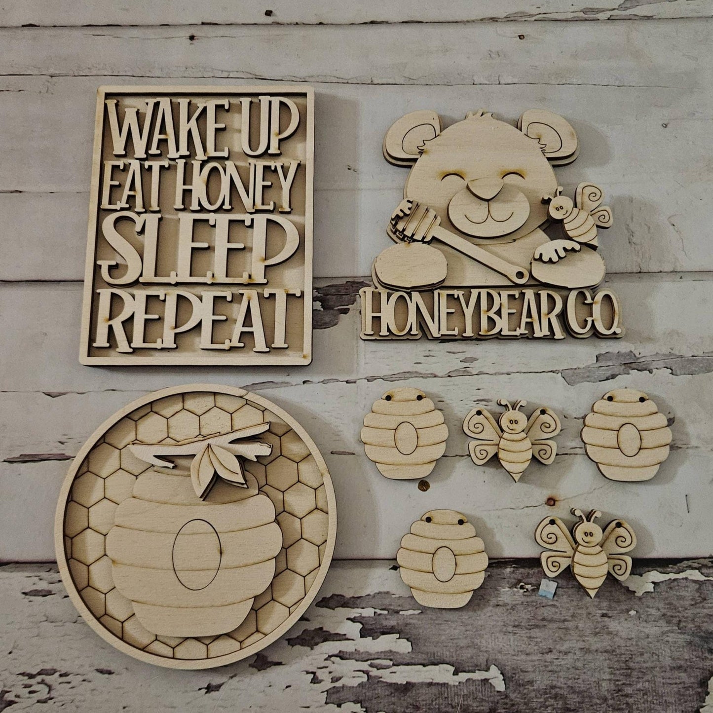 Bee Tiered Tray Decor DIY Kit – Unpainted Wood Craft