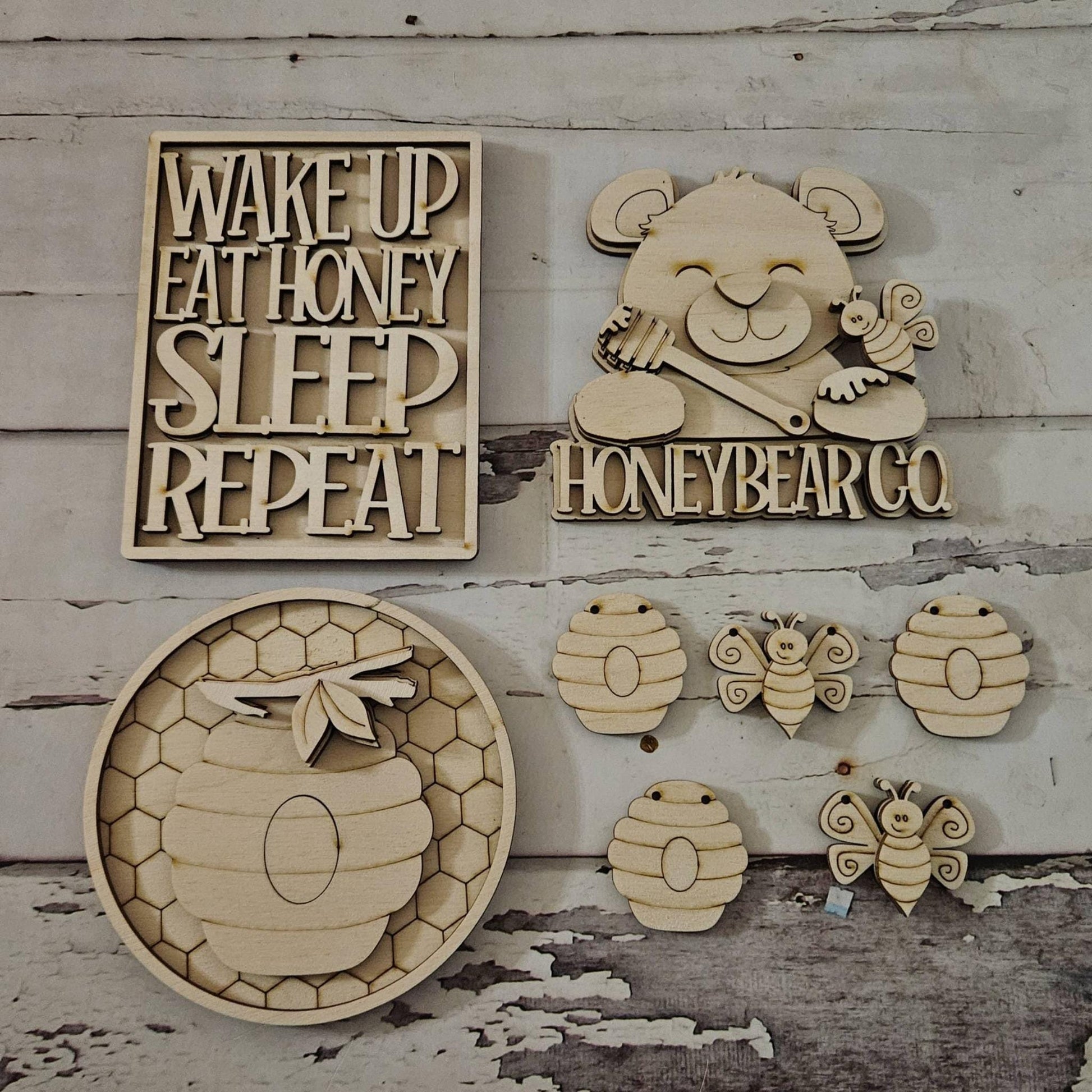 Bee Tiered Tray Decor DIY Kit – Unpainted Wood Craft