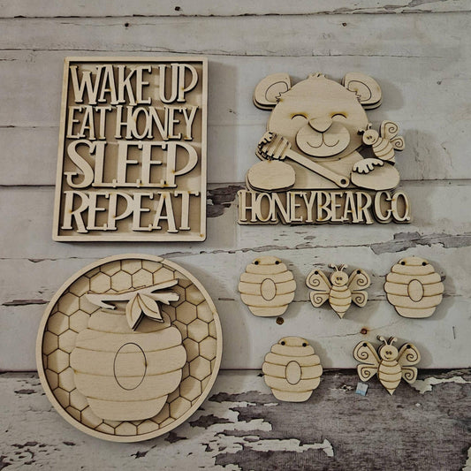 Bee Tiered Tray Decor DIY Kit – Unpainted Wood Craft