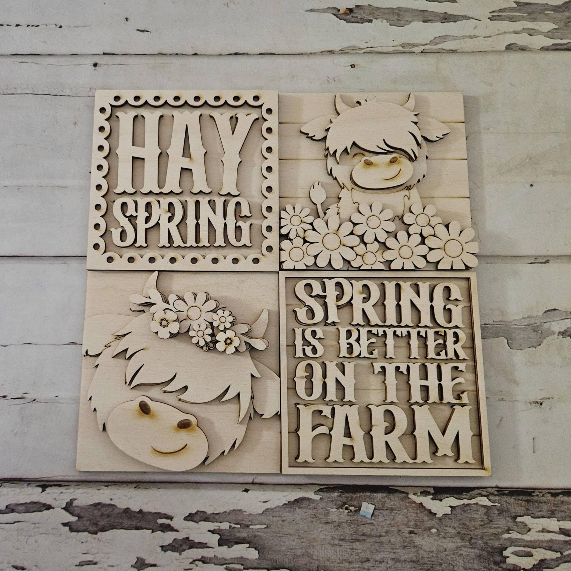 DIY Easter Interchangeable Sign – Unfinished Birch Tiered Tray Decor
