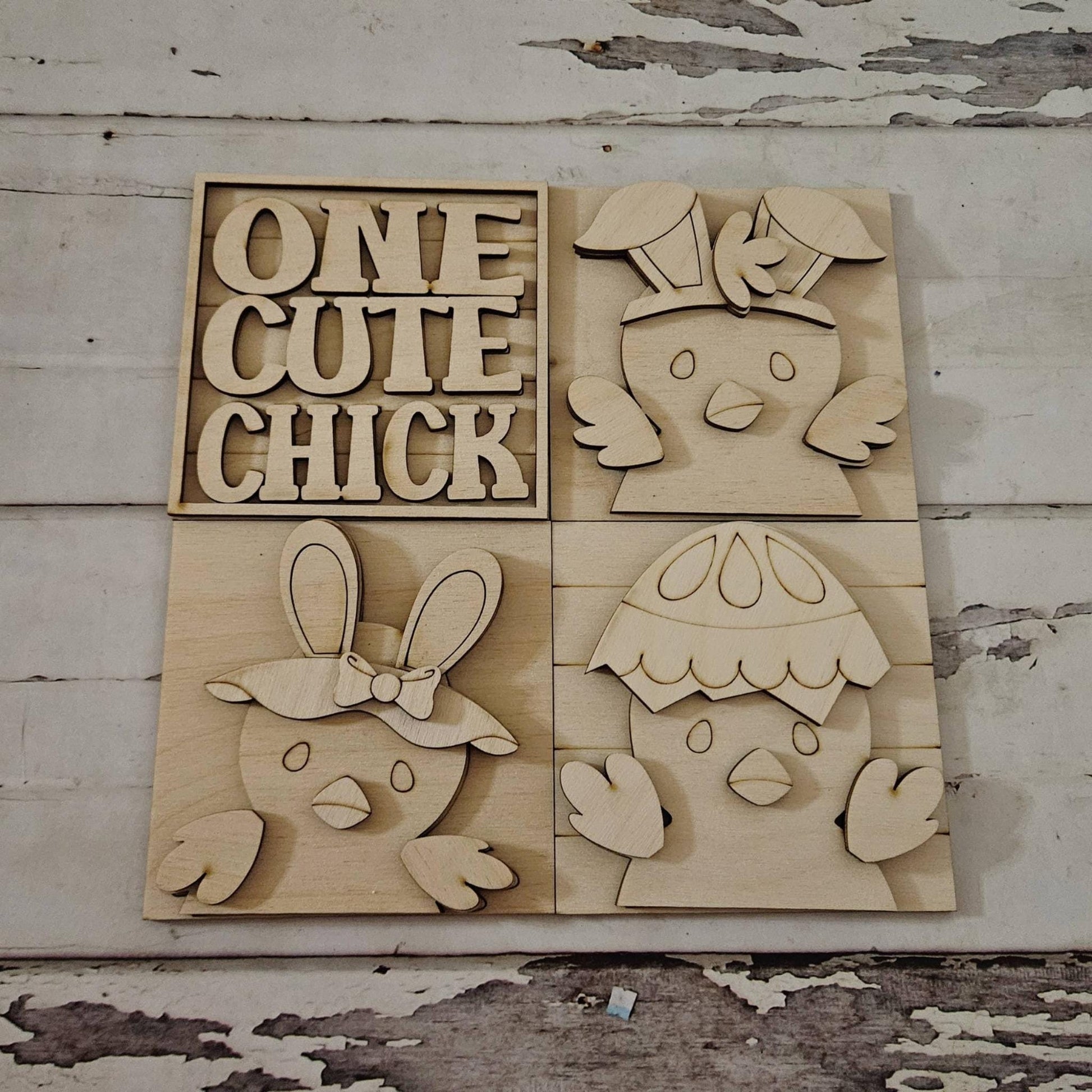 DIY Easter Interchangeable Sign – Unfinished Birch Tiered Tray Decor