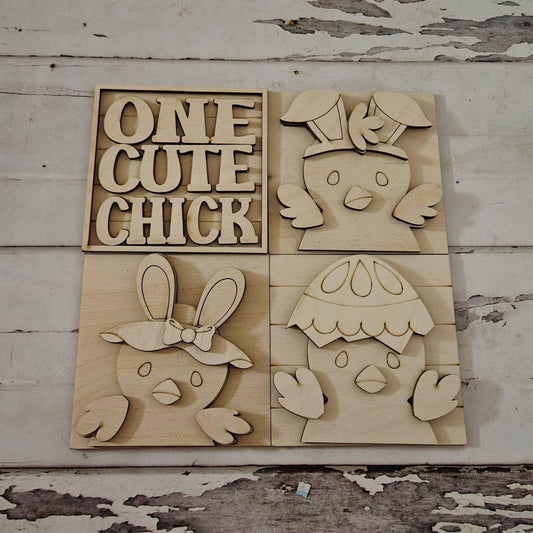 DIY Easter Interchangeable Sign – Unfinished Birch Tiered Tray Decor