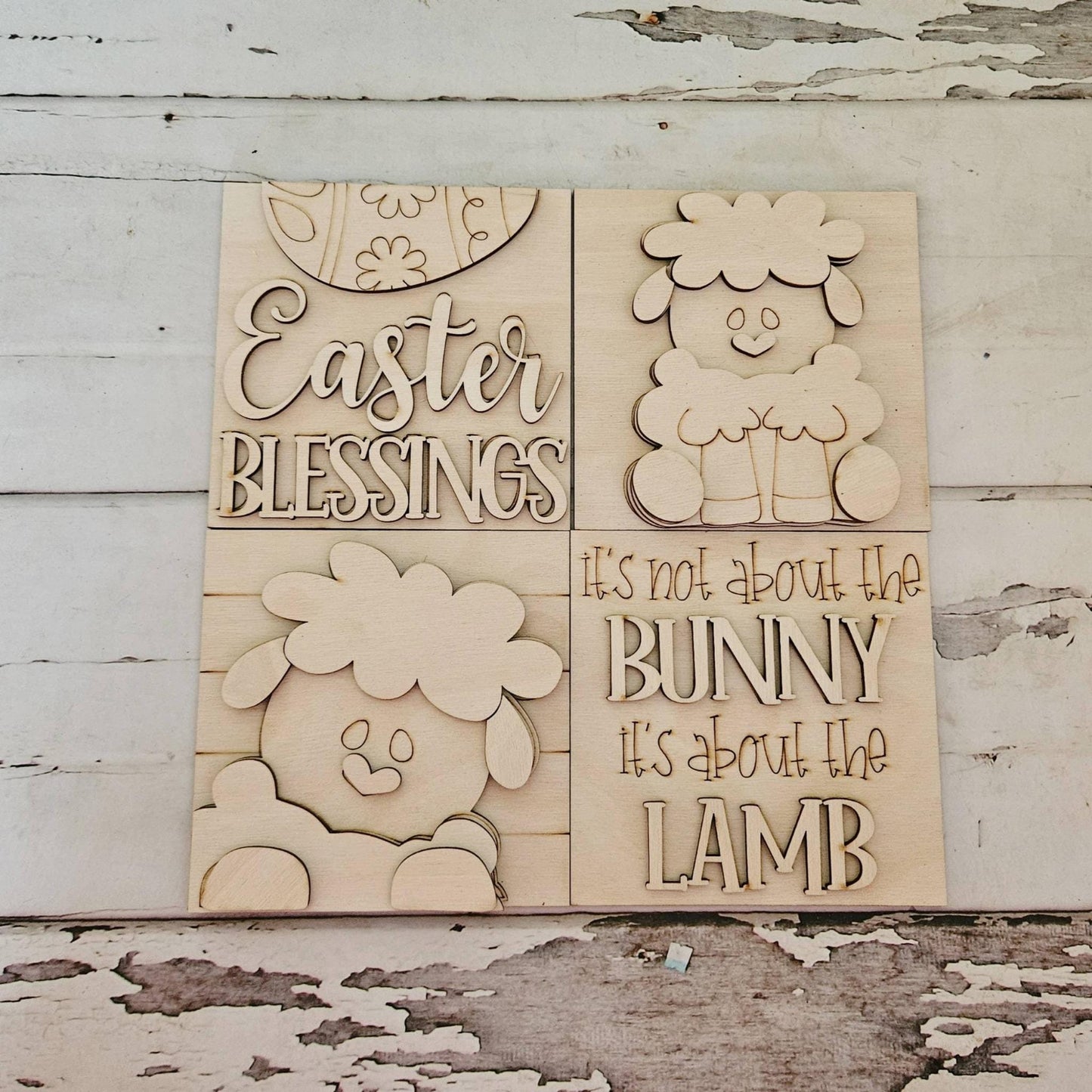 DIY Easter Interchangeable Sign – Unfinished Birch Tiered Tray Decor