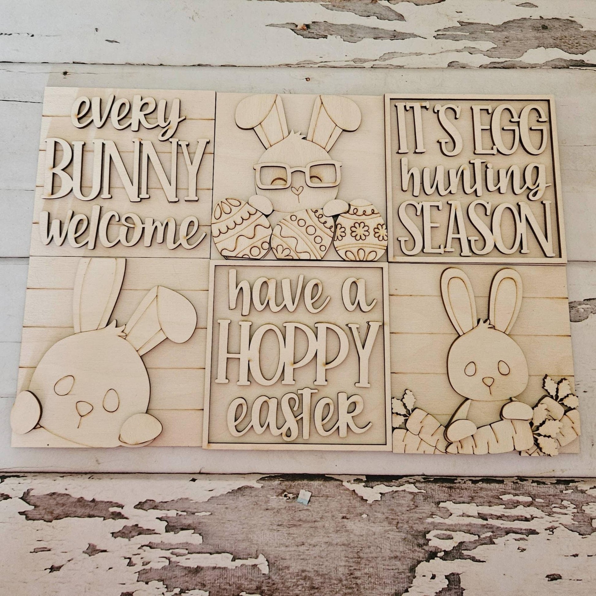 DIY Easter Interchangeable Sign – Unfinished Birch Tiered Tray Decor
