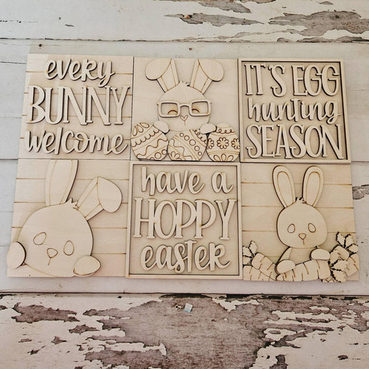 DIY Easter Interchangeable Sign – Unfinished Birch Tiered Tray Decor