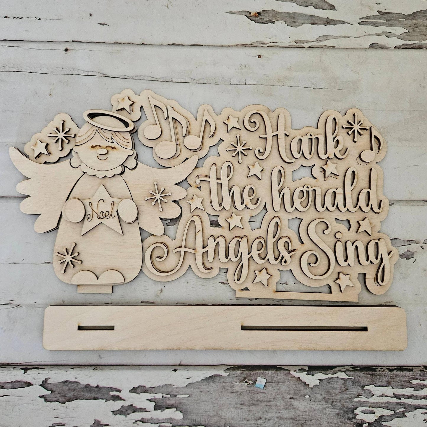 DIY Christmas Shelf Sitter – Unfinished Wood, Tiered Tray Decor