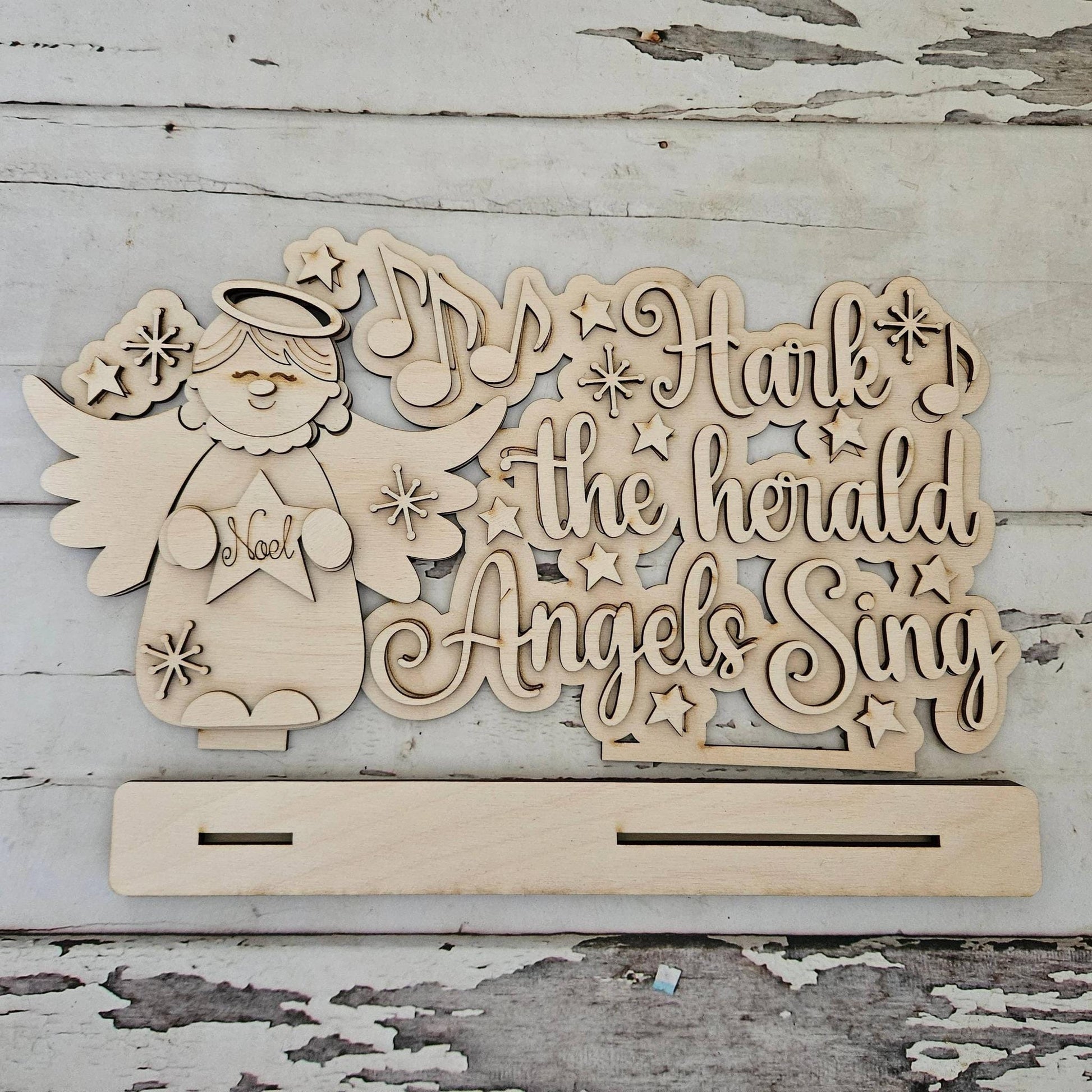 DIY Christmas Shelf Sitter – Unfinished Wood, Tiered Tray Decor