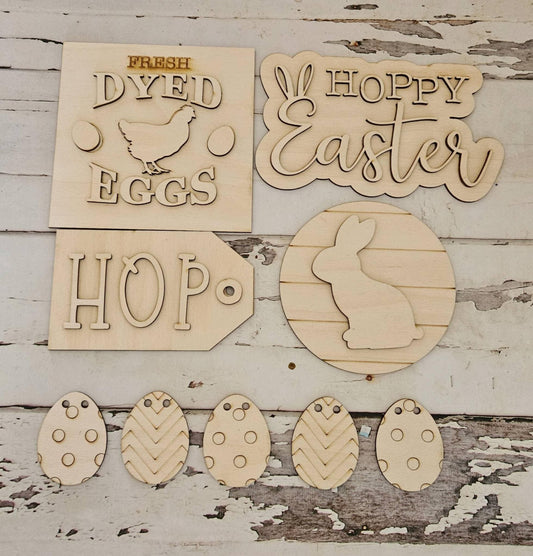 DIY Easter Tiered Tray Decor Blank, Spring Mini Signs Kit