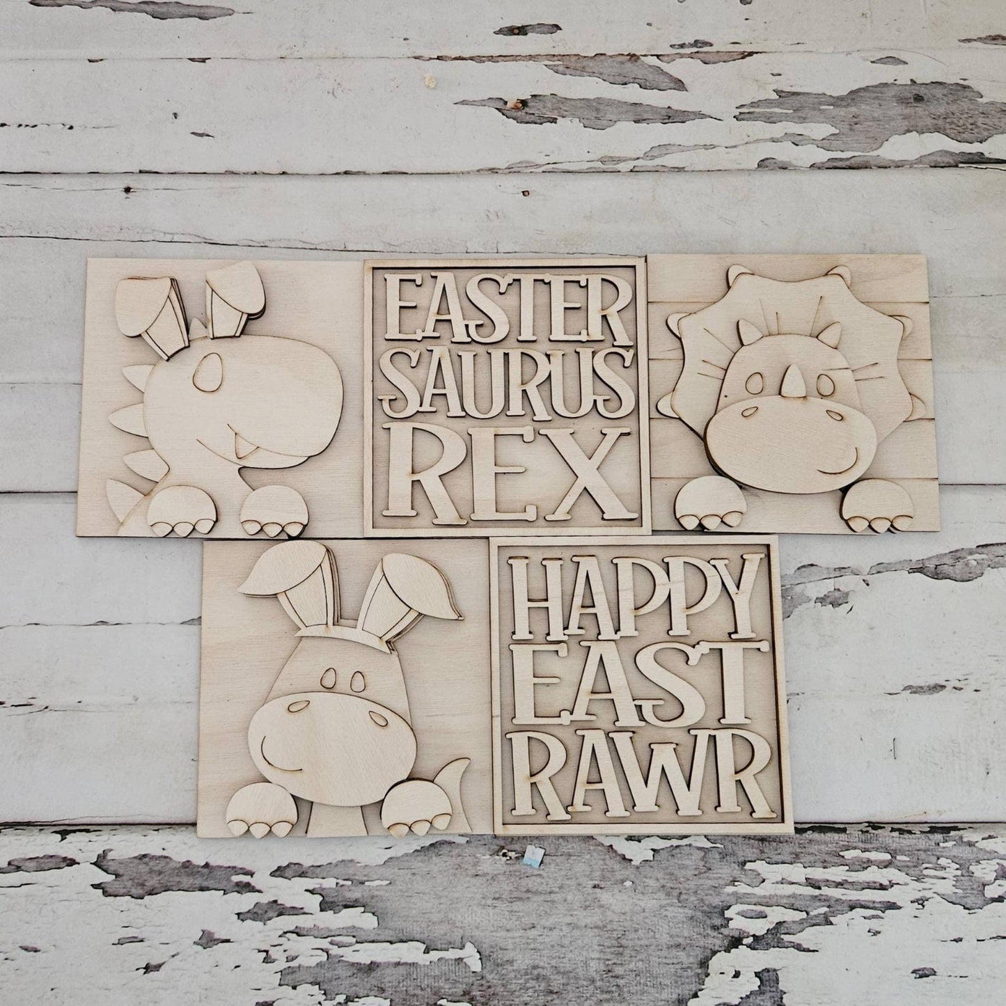 DIY Easter Interchangeable Sign – Unfinished Birch Tiered Tray Decor