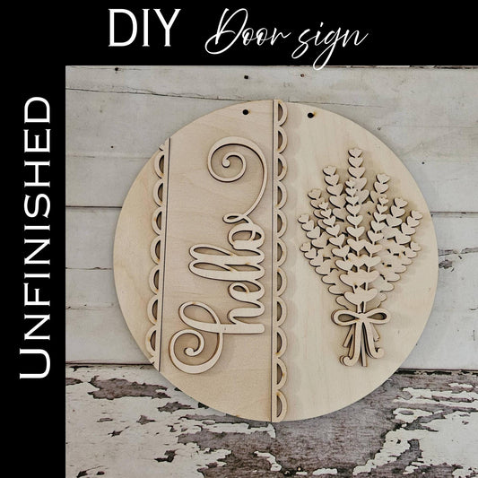 DIY Lavender door sign, Make your own flower door round