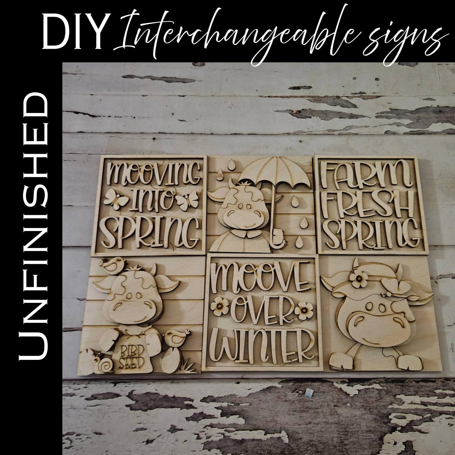 DIY Easter Interchangeable Sign – Unfinished Birch Tiered Tray Decor