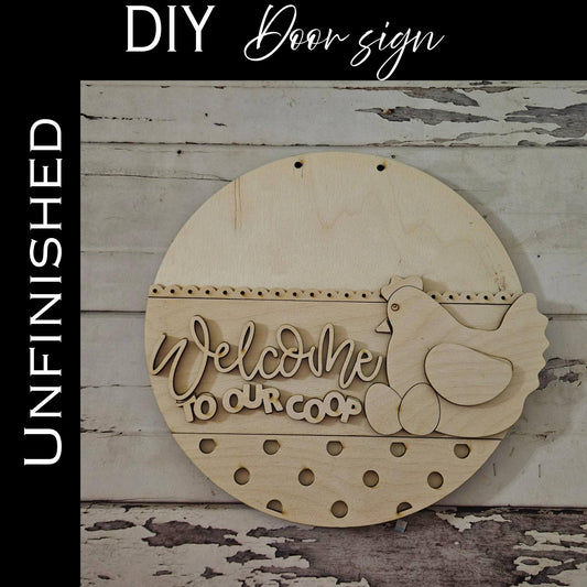DIY Chicken Door Hanger Kit – Unfinished Wood Farm Decor