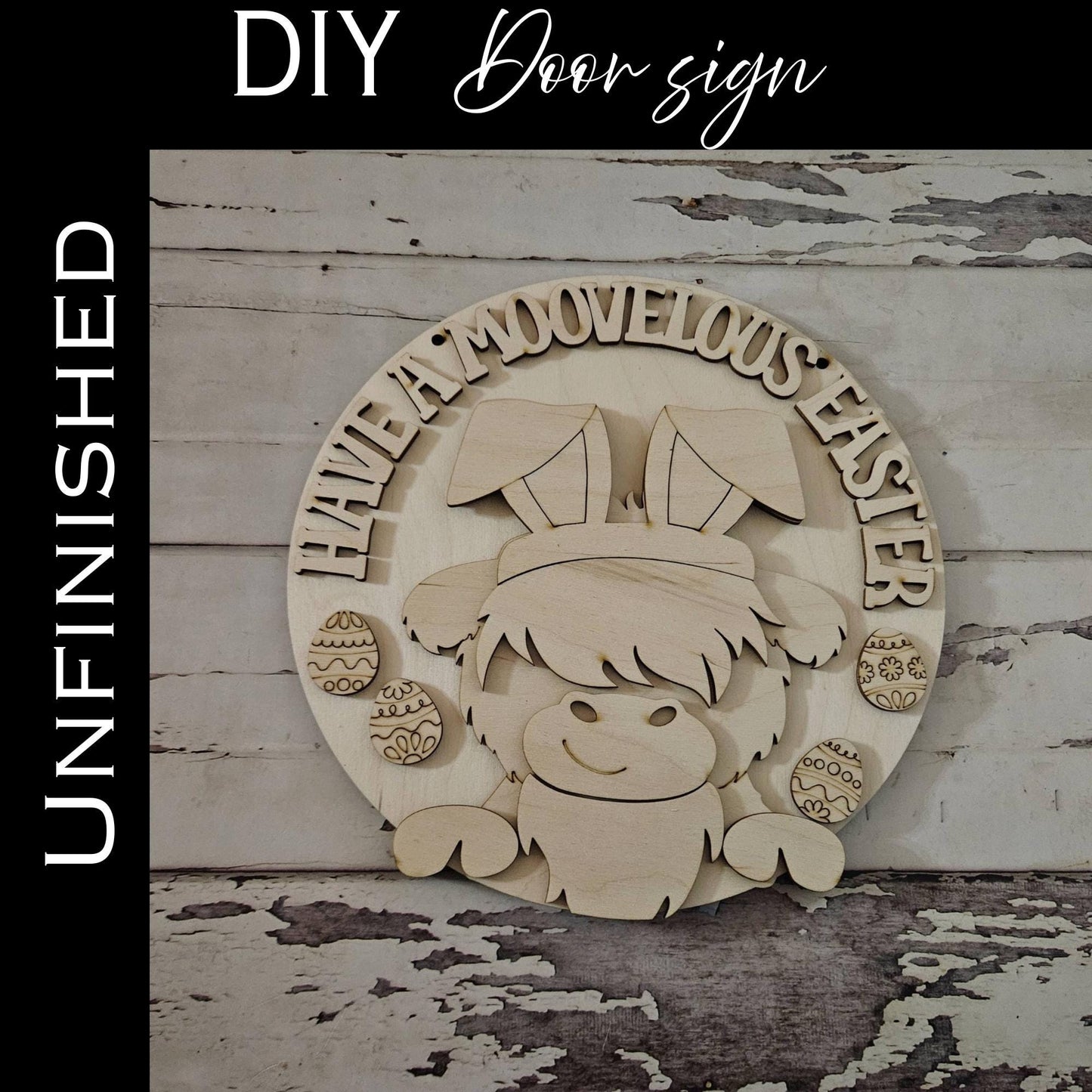 DIY Easter Bunny Door Hanger Kit – Unfinished Wood Spring Decor