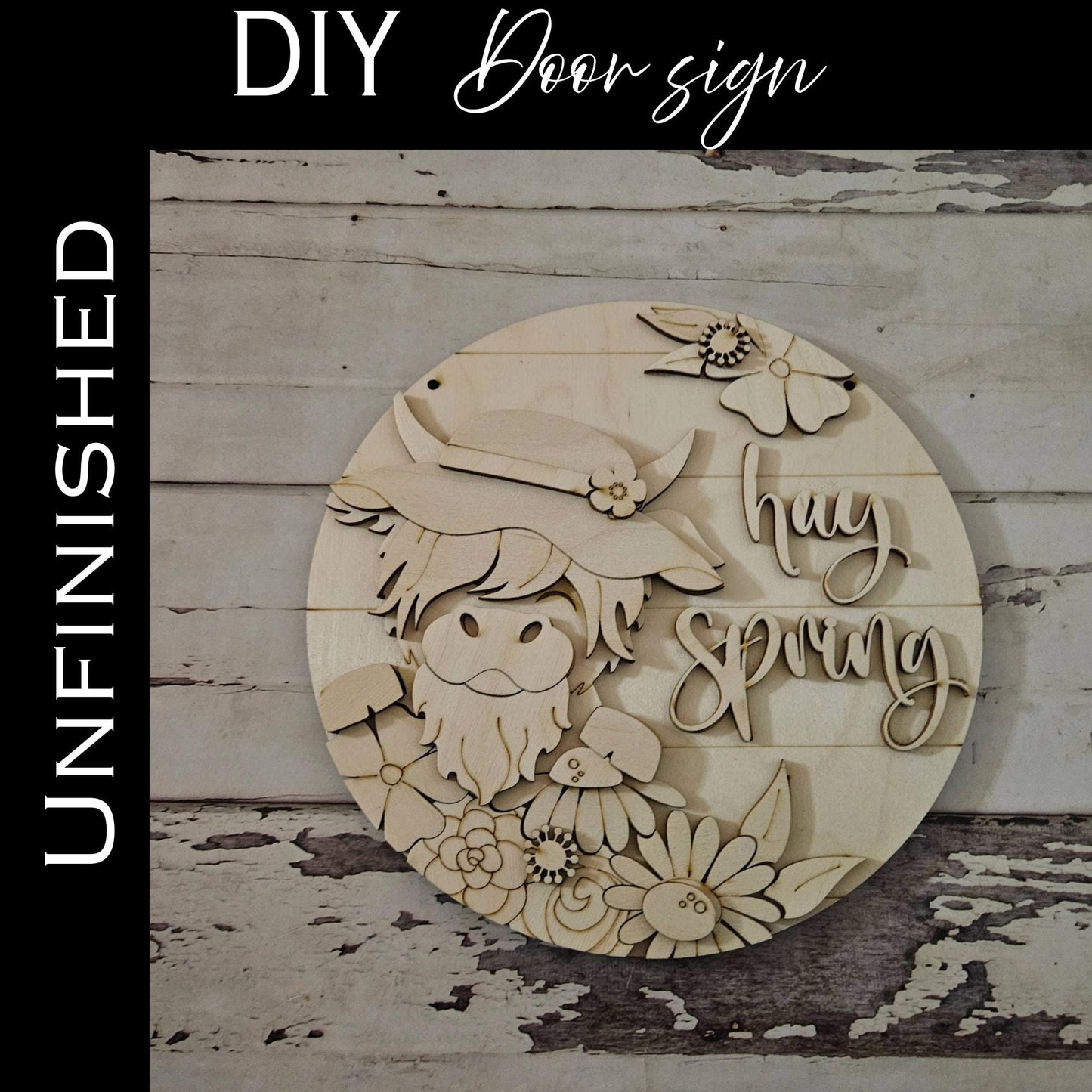 DIY Easter Bunny Door Hanger Kit – Unfinished Wood Spring Decor