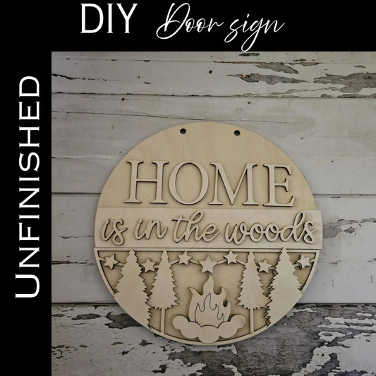 DIY Camping Door Hanger – Unfinished Wood Round Sign
