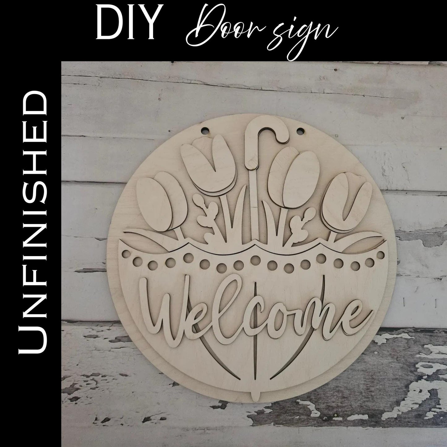DIY Easter Tulip Door Hanger – Unfinished Birch Wood Kit