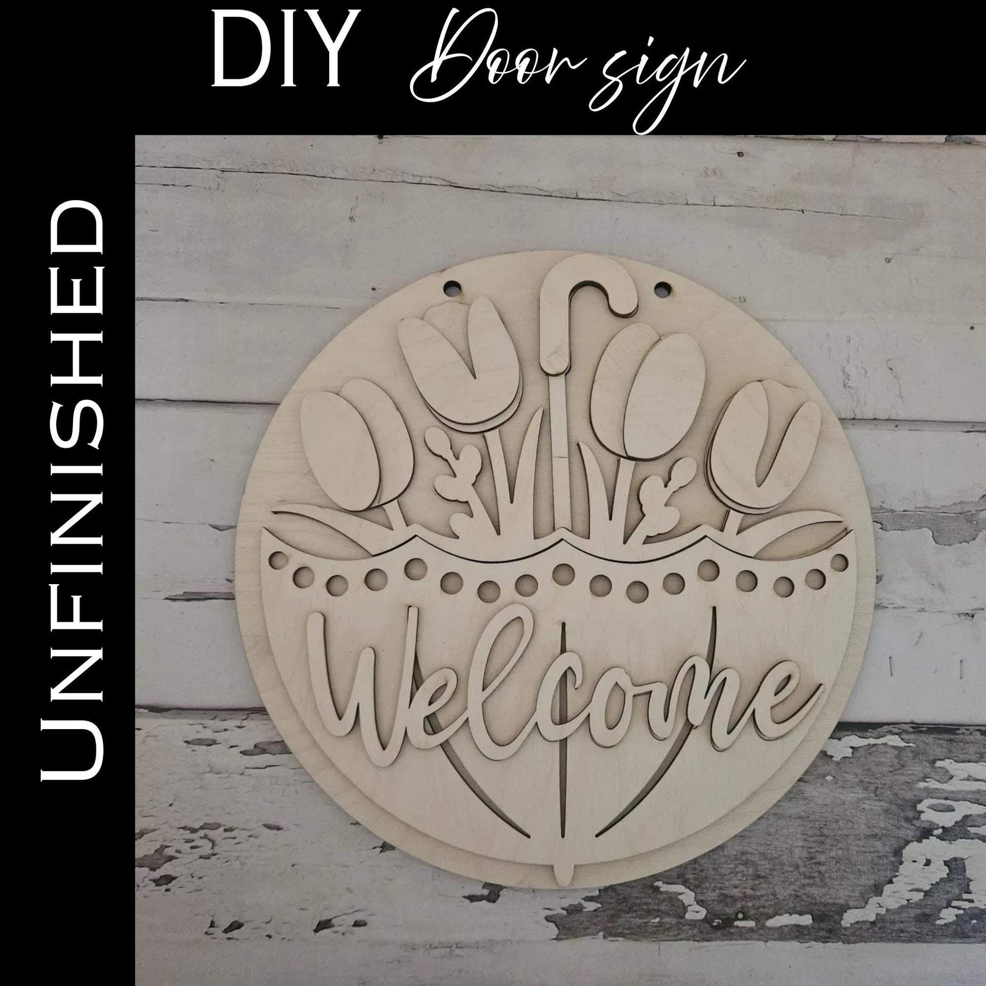 DIY Easter Tulip Door Hanger – Unfinished Birch Wood Kit