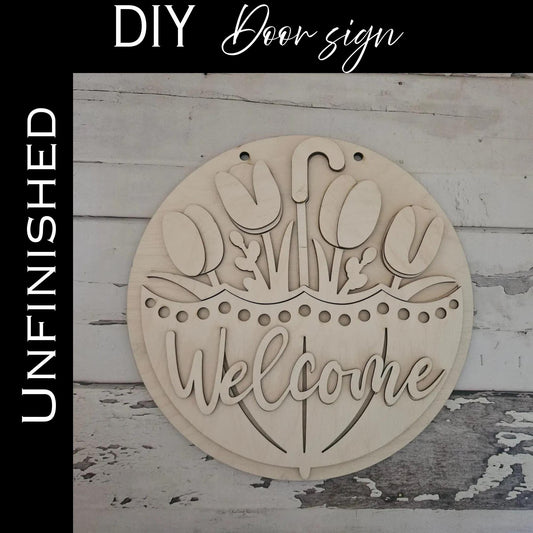DIY Easter Tulip Door Hanger – Unfinished Birch Wood Kit