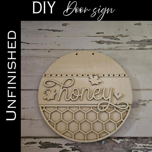 Honey Bee Wood Door Hanger Blank | DIY Summer Decor Kit