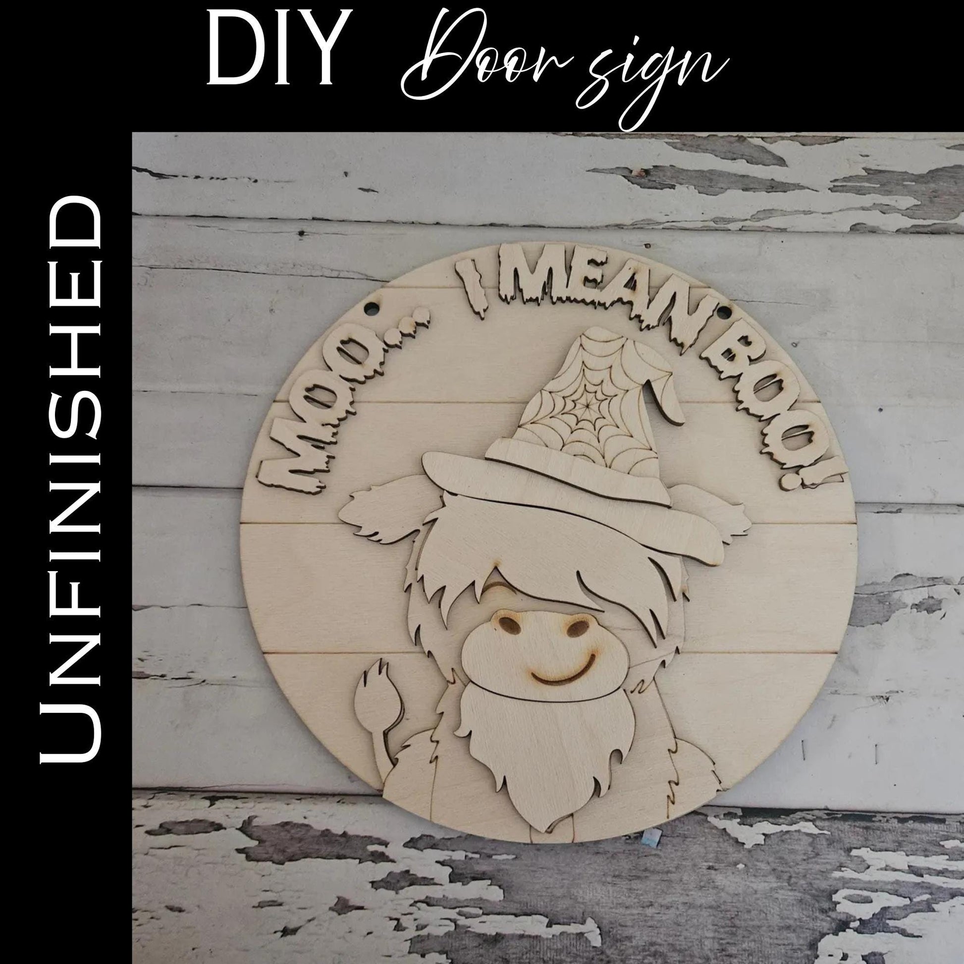 DIY Halloween Pumpkin Door Hanger Blank: Unfinished Birch Wood