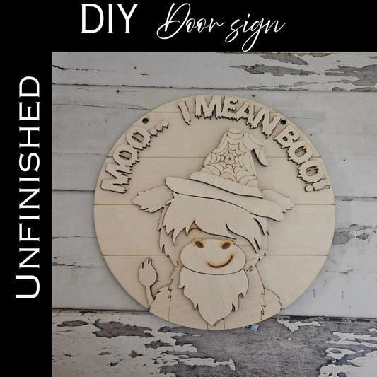 DIY Halloween Pumpkin Door Hanger Blank: Unfinished Birch Wood